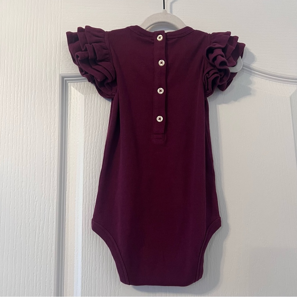 NWT Kate Quinn deep violet triple ruffle bodysuit size 18-24 months - Picture 5 of 11
